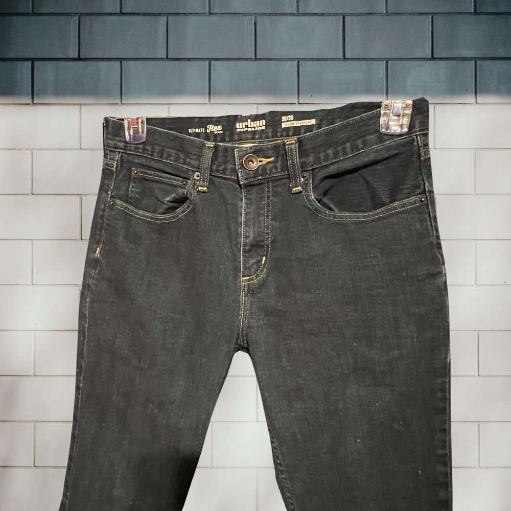 Men's Urban Pipeline Ultimate Flex Slim Straight Jeans 30"x30" Dark Wash EUC